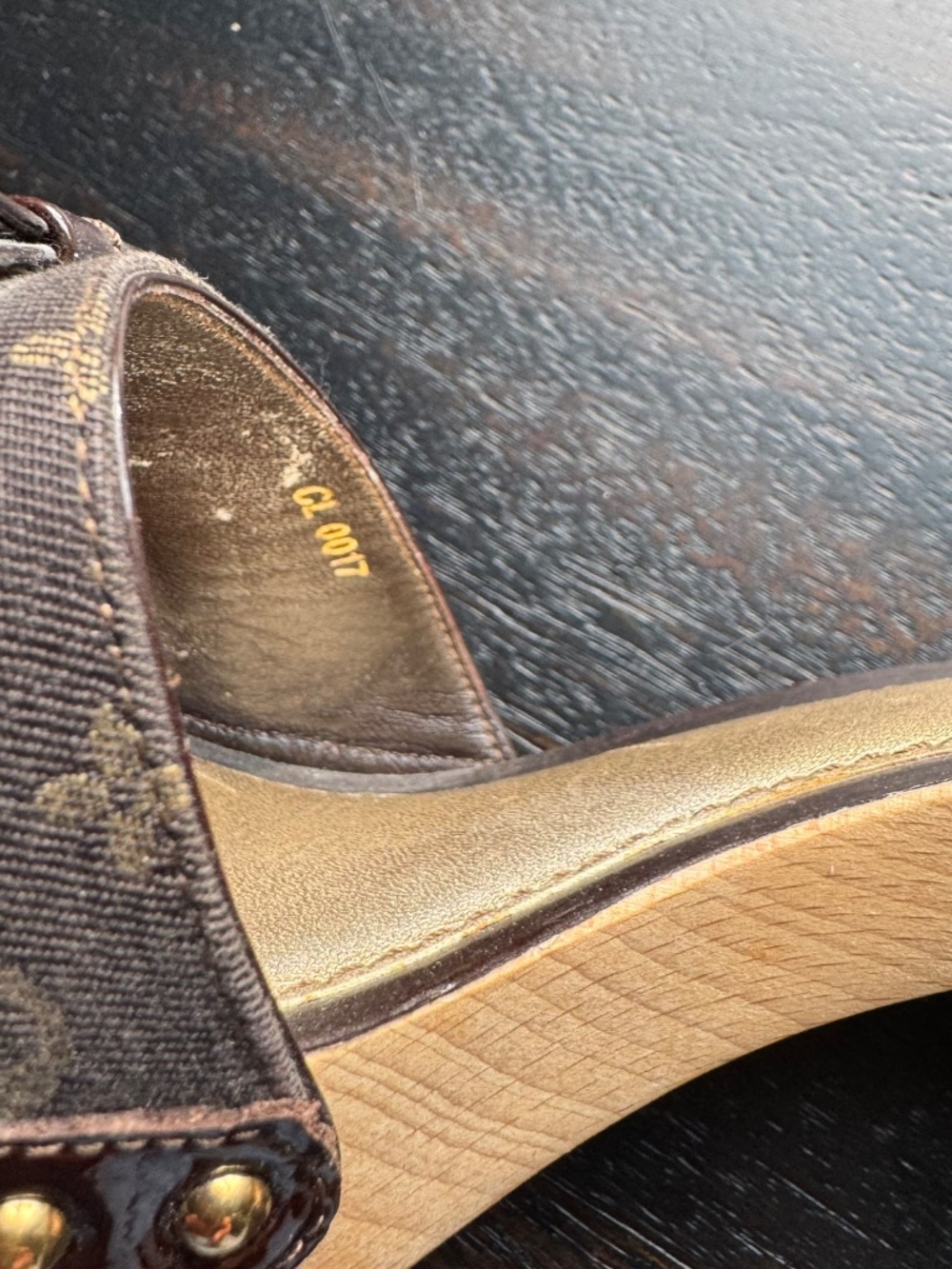 LOUIS VUITTON Monogram Brown Bow Wooden Clog Sandals - Picture 7 of 12